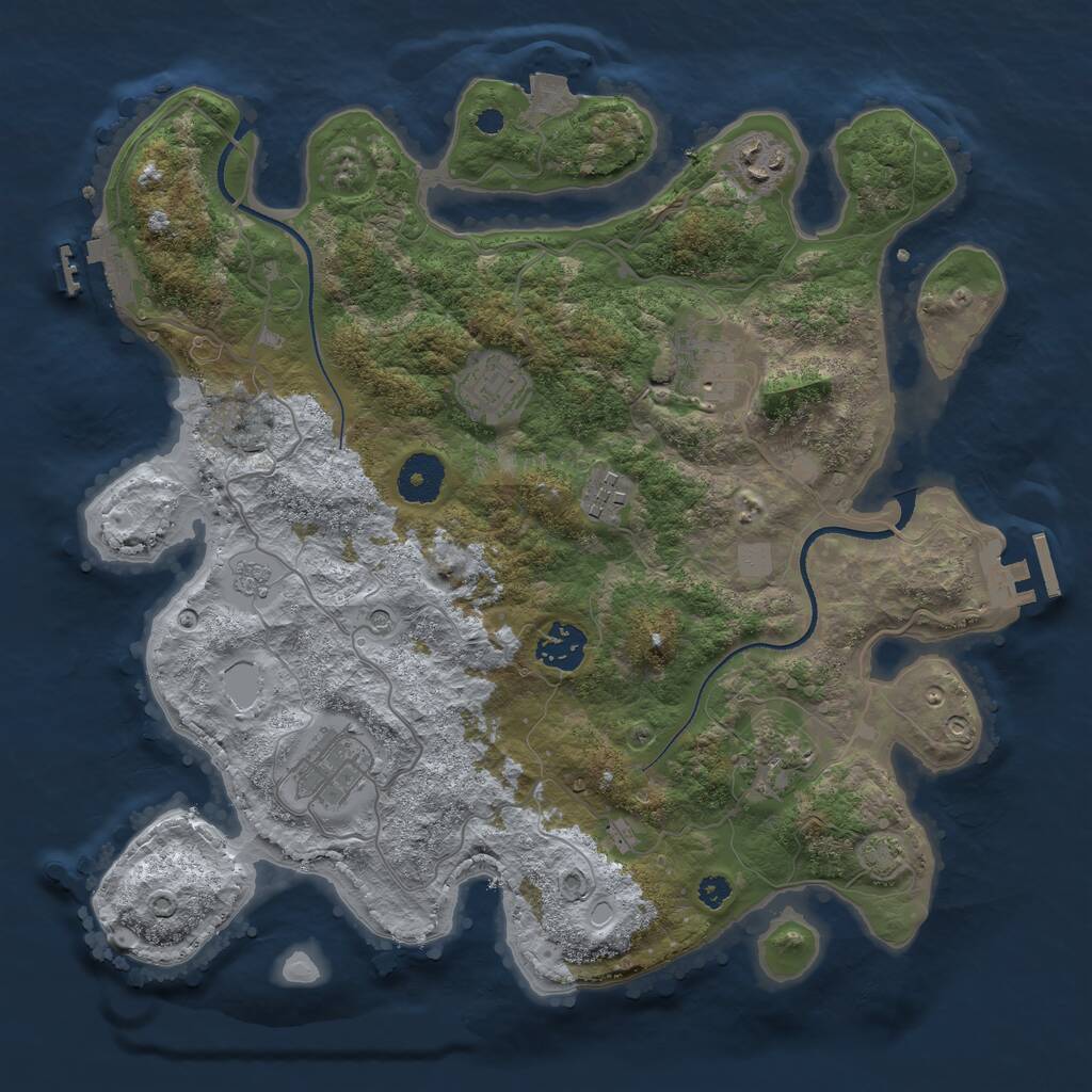 Rust Map: Procedural Map, Size: 3400, Seed: 85676084, 13 Monuments