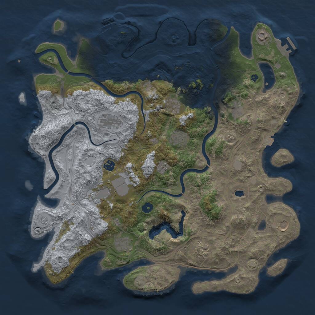 Rust Map: Procedural Map, Size: 4400, Seed: 57248159, 17 Monuments
