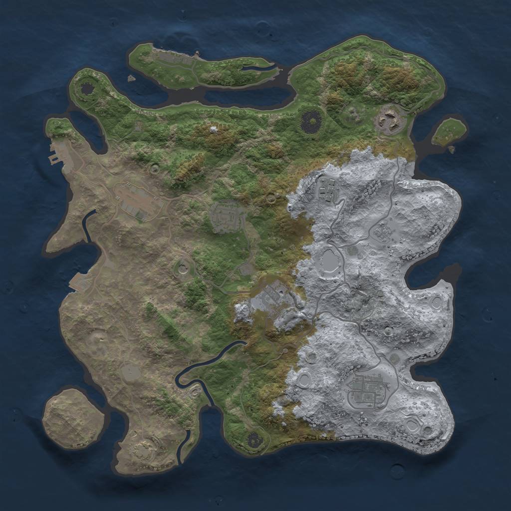 Rust Map: Procedural Map, Size: 3400, Seed: 33286392, 14 Monuments