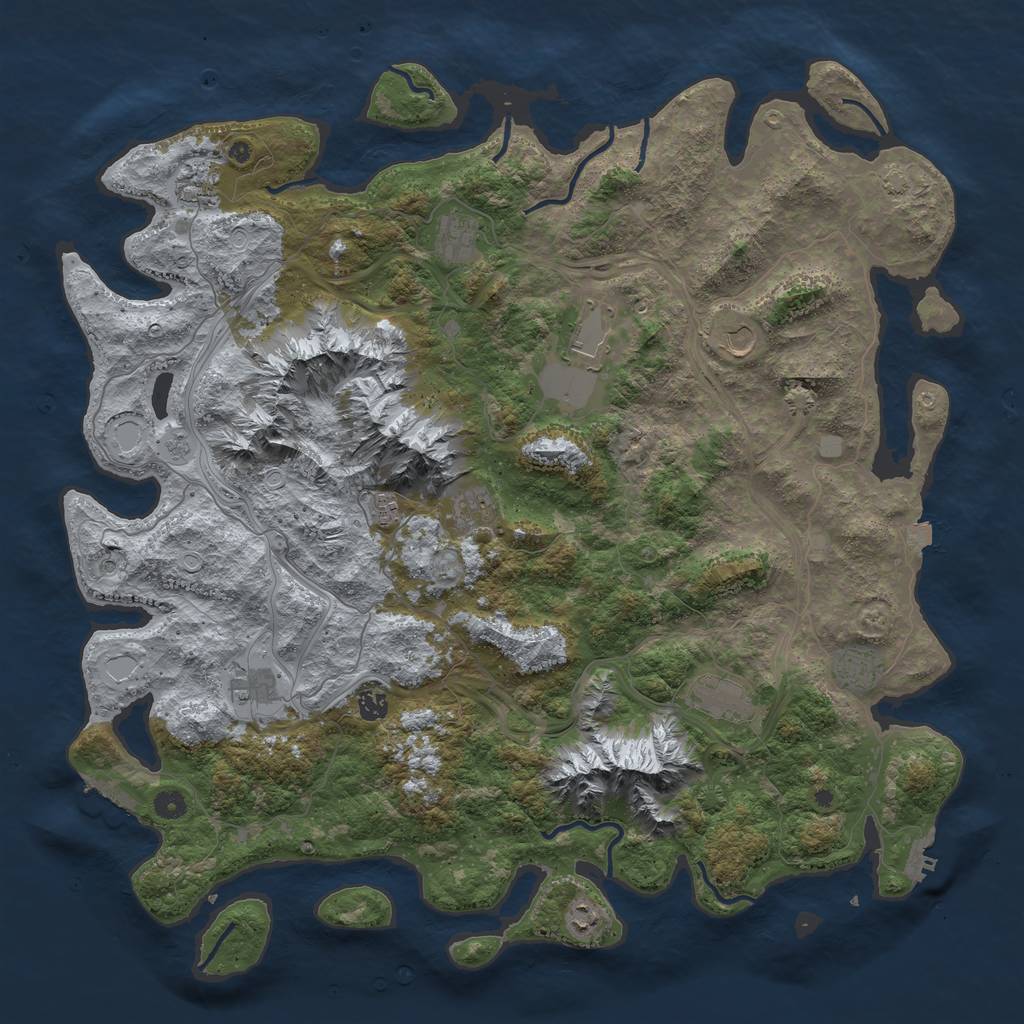 Rust Map: Procedural Map, Size: 5000, Seed: 1093923540, 19 Monuments