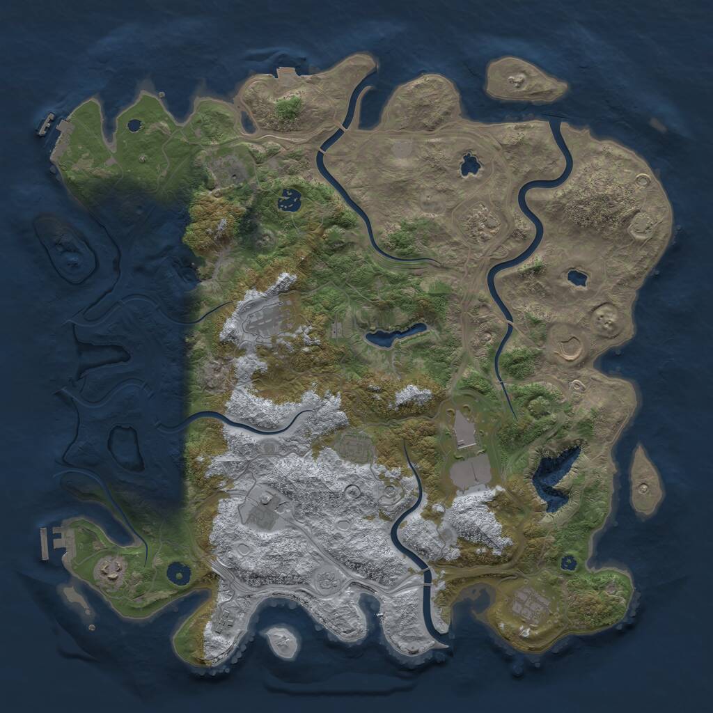 Rust Map: Procedural Map, Size: 4500, Seed: 54646511, 17 Monuments