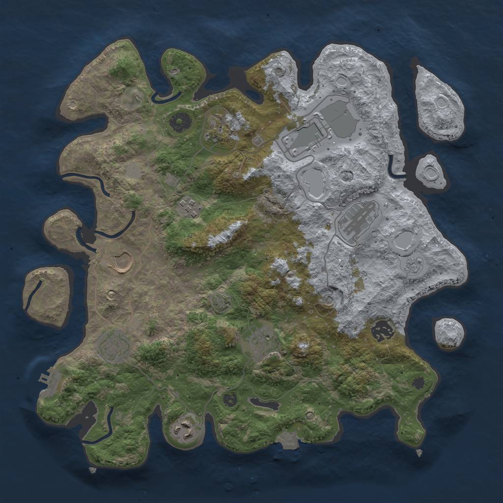 Rust Map: Procedural Map, Size: 3600, Seed: 97803180, 16 Monuments