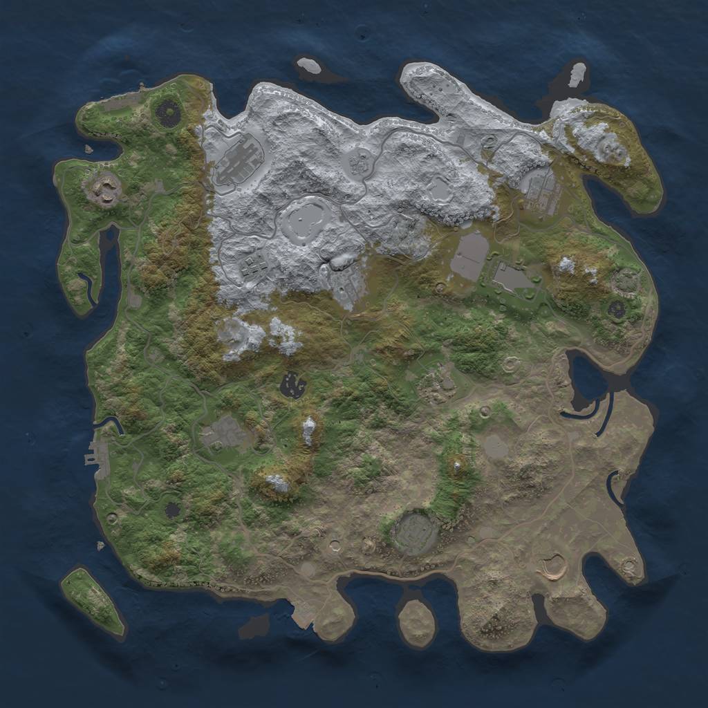 Rust Map: Procedural Map, Size: 4050, Seed: 875478978, 19 Monuments