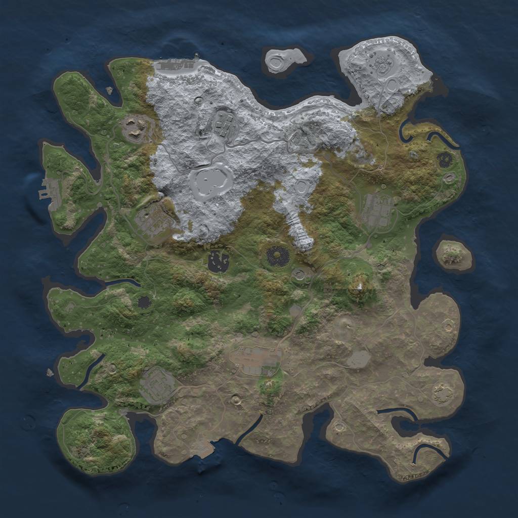 Rust Map: Procedural Map, Size: 3450, Seed: 79377041, 15 Monuments