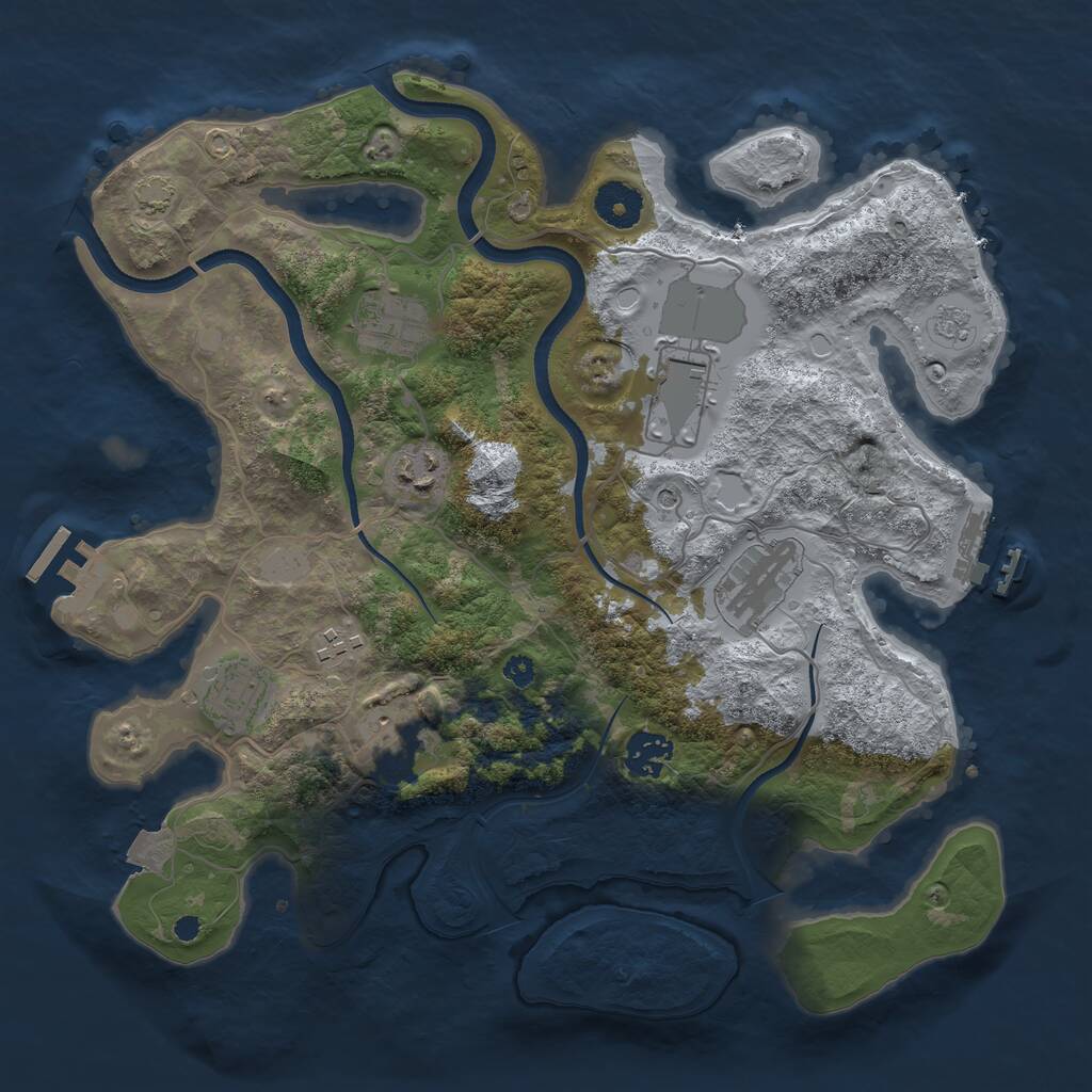 Rust Map: Procedural Map, Size: 3500, Seed: 49498471, 14 Monuments