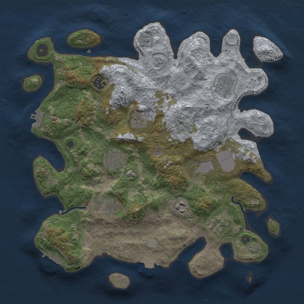 Rust Map: Procedural Map, Size: 3650, Seed: 74365152, 17 Monuments