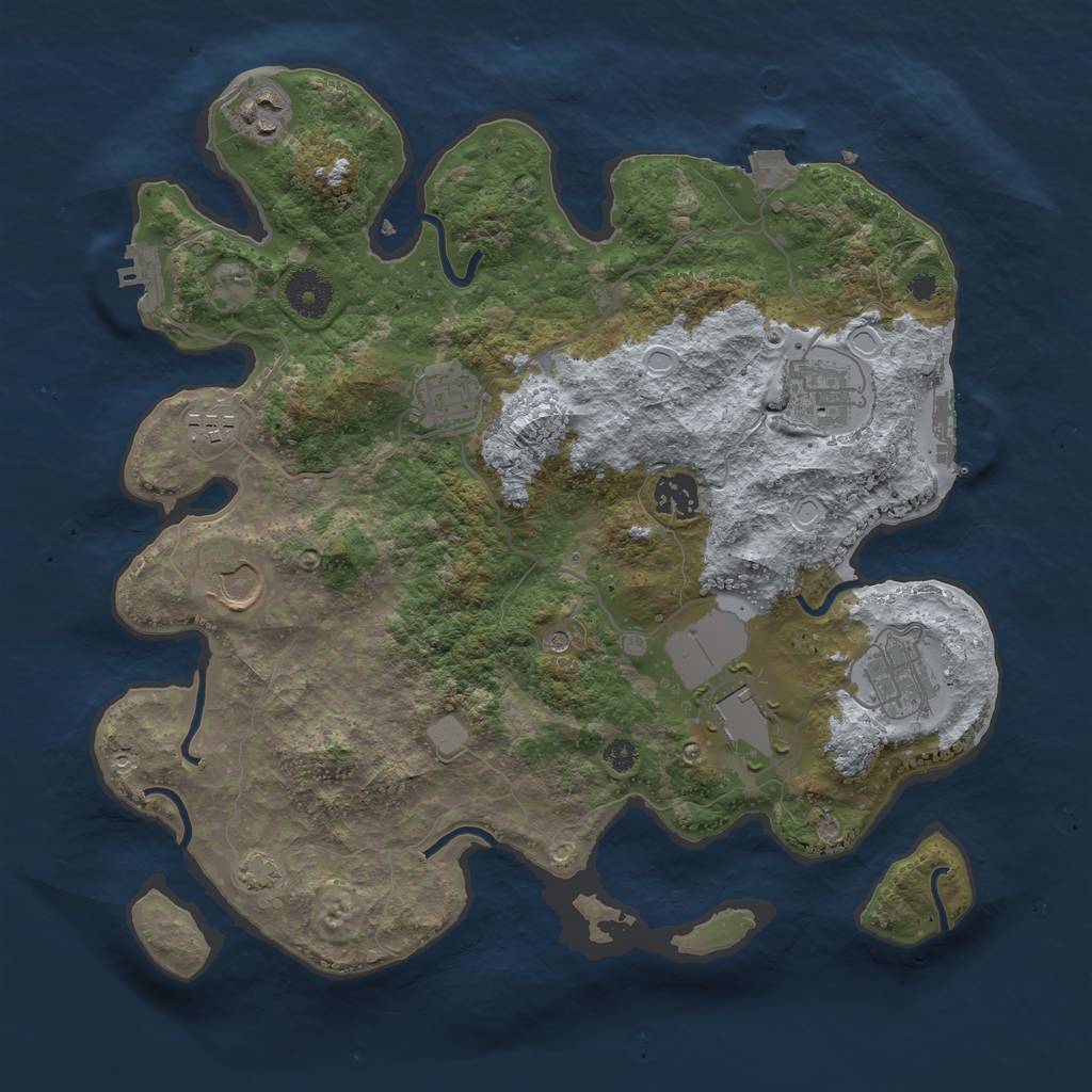 Rust Map: Procedural Map, Size: 3500, Seed: 2102269050, 15 Monuments