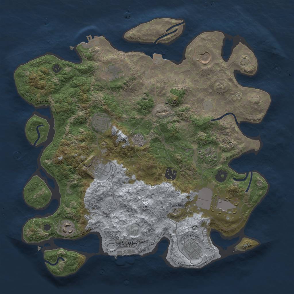 Rust Map: Procedural Map, Size: 3650, Seed: 37313127, 18 Monuments