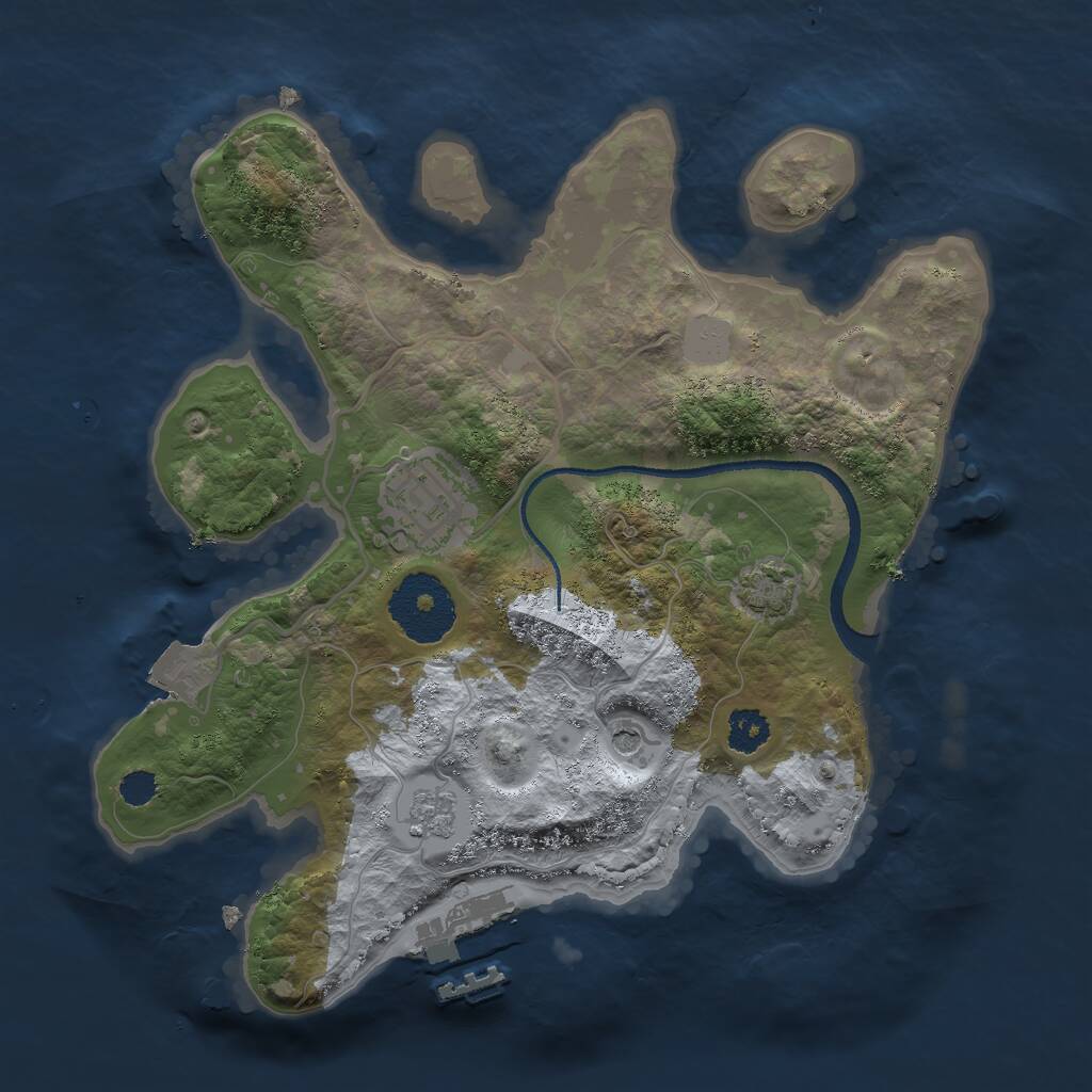 Rust Map: Procedural Map, Size: 2500, Seed: 233186421, 6 Monuments