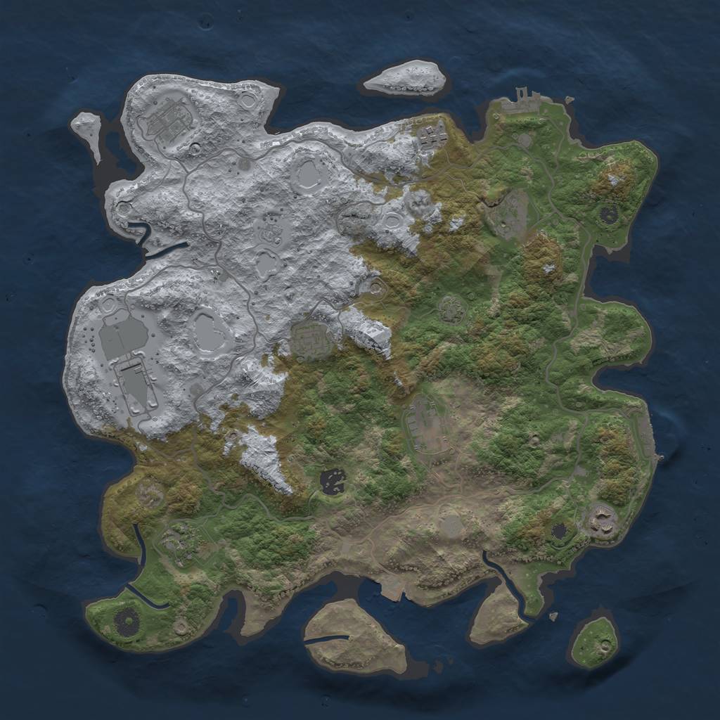 Rust Map: Procedural Map, Size: 4000, Seed: 8304337, 17 Monuments