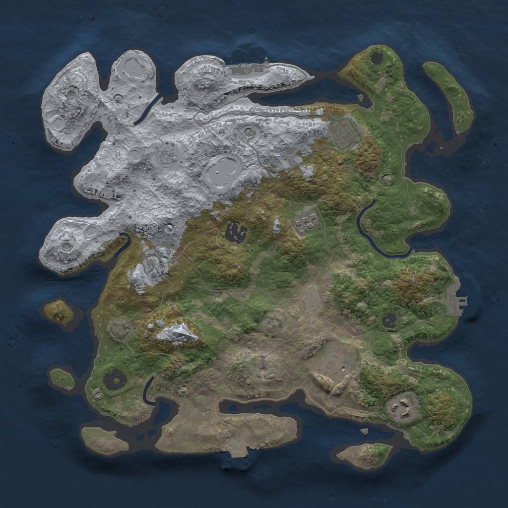 Rust Map: Procedural Map, Size: 3450, Seed: 39677562, 14 Monuments