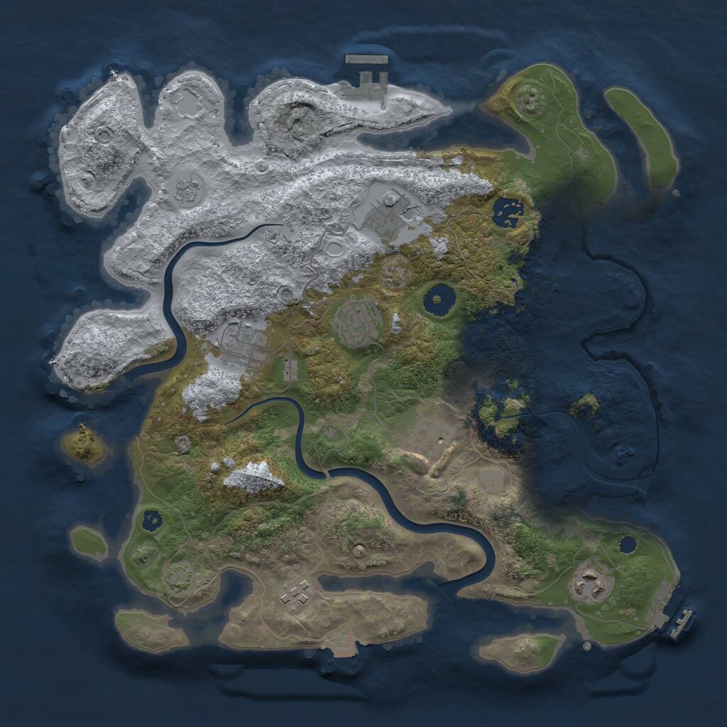 Rust Map: Procedural Map, Size: 3450, Seed: 39677562, 13 Monuments
