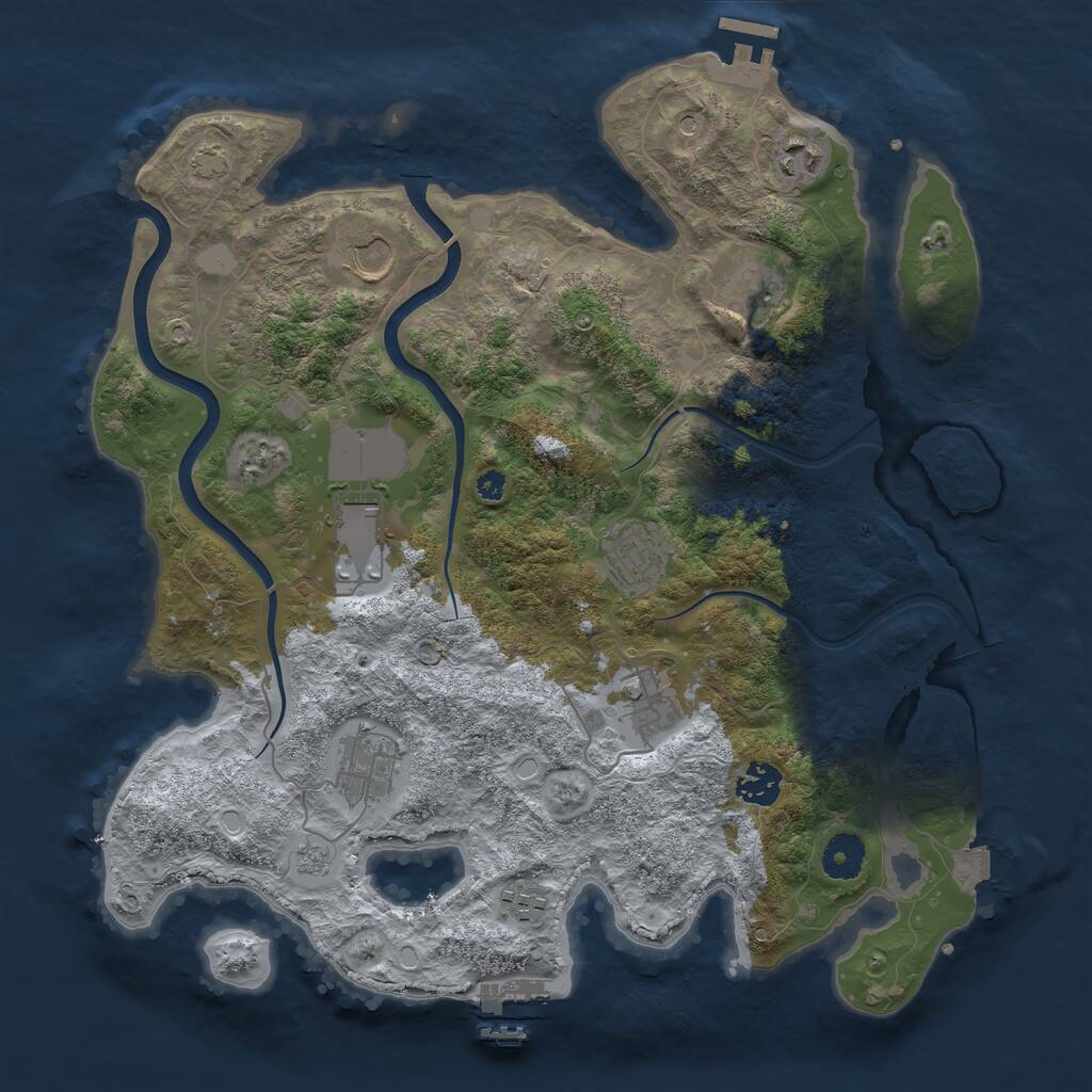 Rust Map: Procedural Map, Size: 3700, Seed: 92828114, 15 Monuments