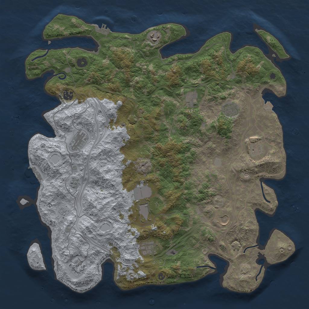 Rust Map: Procedural Map, Size: 4500, Seed: 1095566553, 19 Monuments