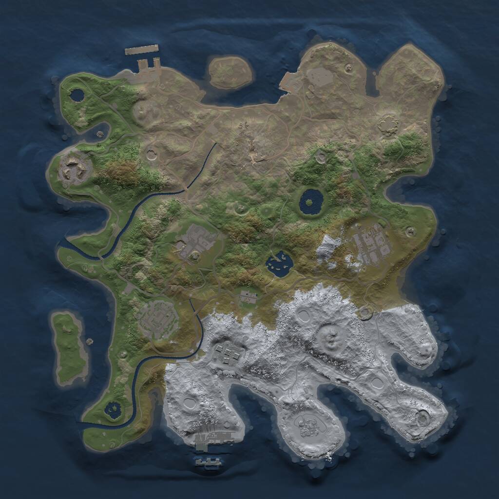 Rust Map: Procedural Map, Size: 3000, Seed: 59371, 12 Monuments