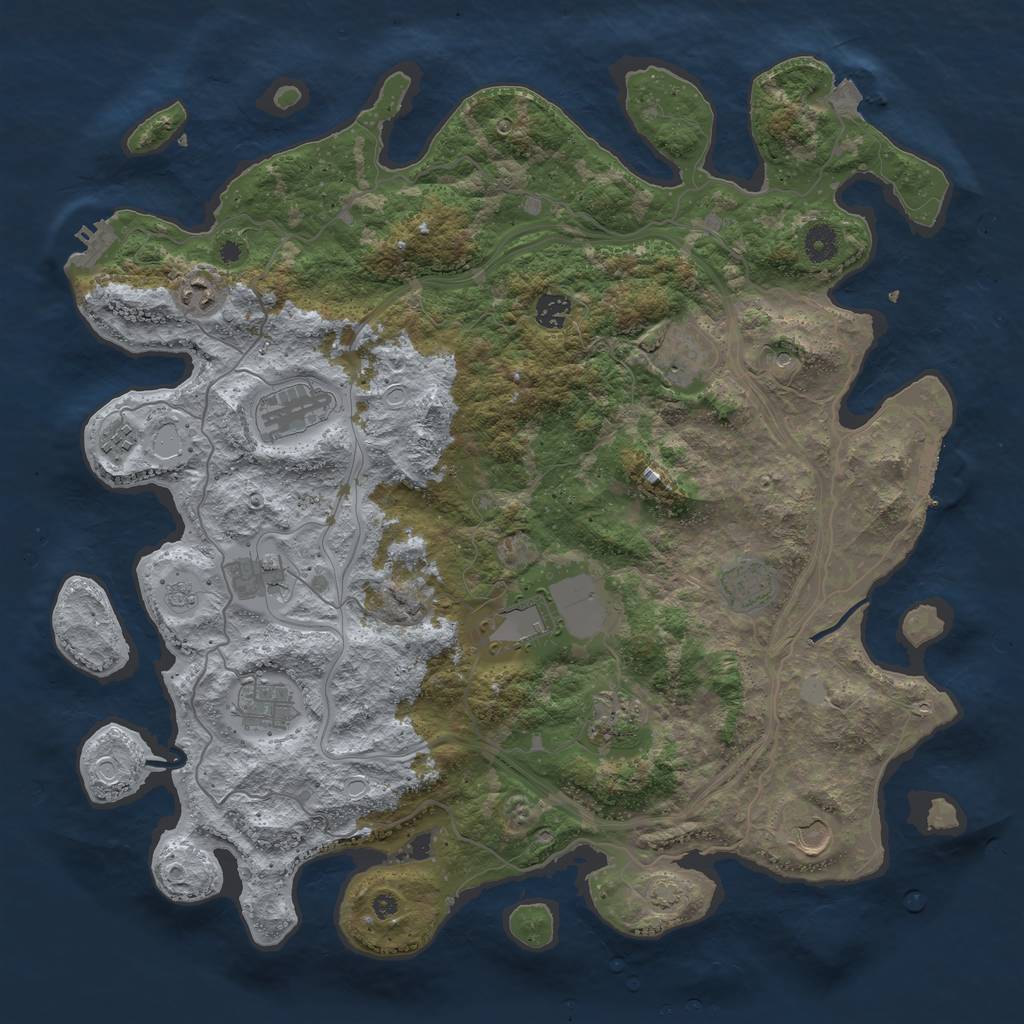 Rust Map: Procedural Map, Size: 4300, Seed: 82183422, 19 Monuments