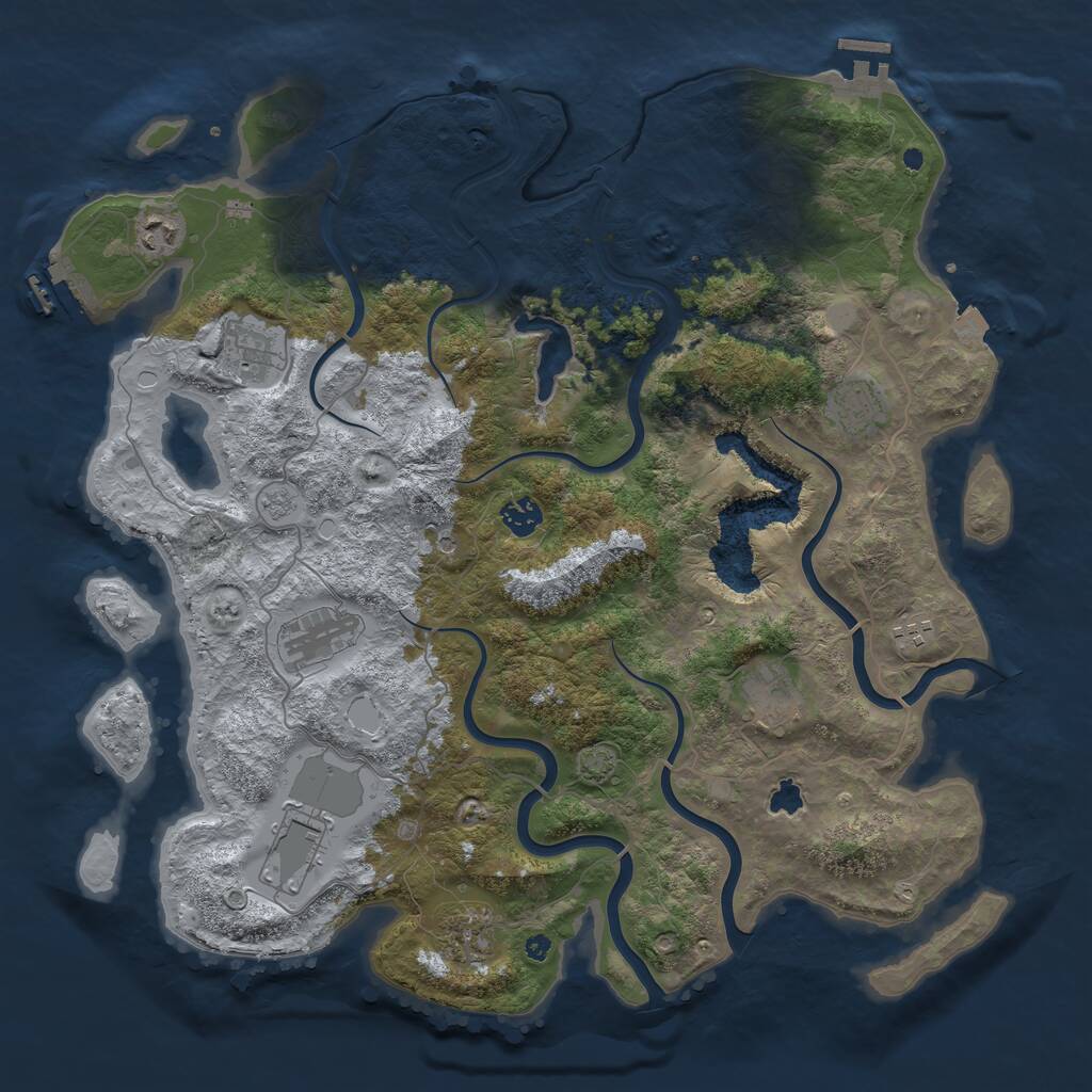Rust Map: Procedural Map, Size: 4200, Seed: 444157058, 15 Monuments