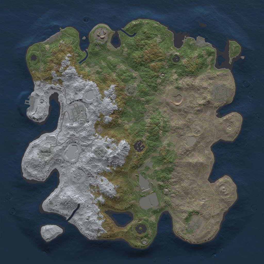 Rust Map: Procedural Map, Size: 3700, Seed: 57330793, 16 Monuments