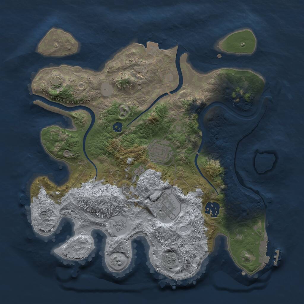 Rust Map: Procedural Map, Size: 3000, Seed: 4093785, 9 Monuments