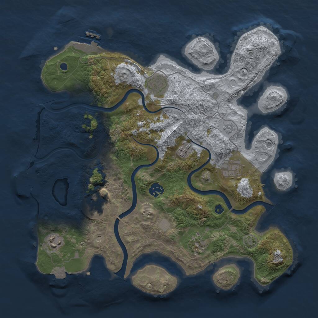 Rust Map: Procedural Map, Size: 3450, Seed: 42407571, 13 Monuments