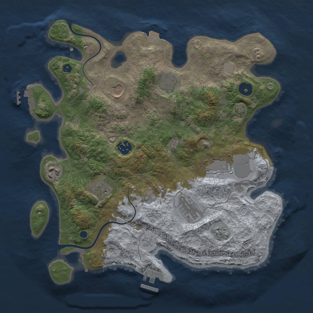 Rust Map: Procedural Map, Size: 3500, Seed: 331488793, 13 Monuments