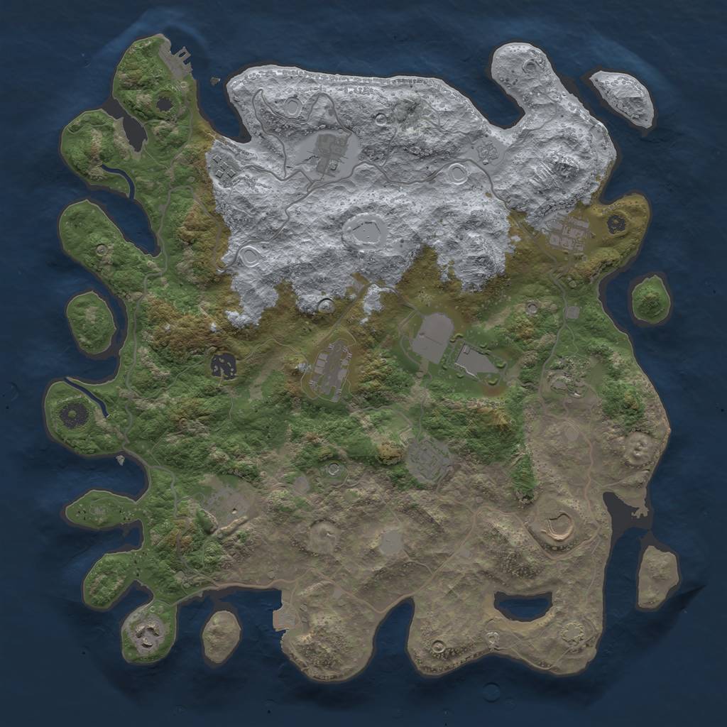 Rust Map: Procedural Map, Size: 4000, Seed: 65428, 18 Monuments