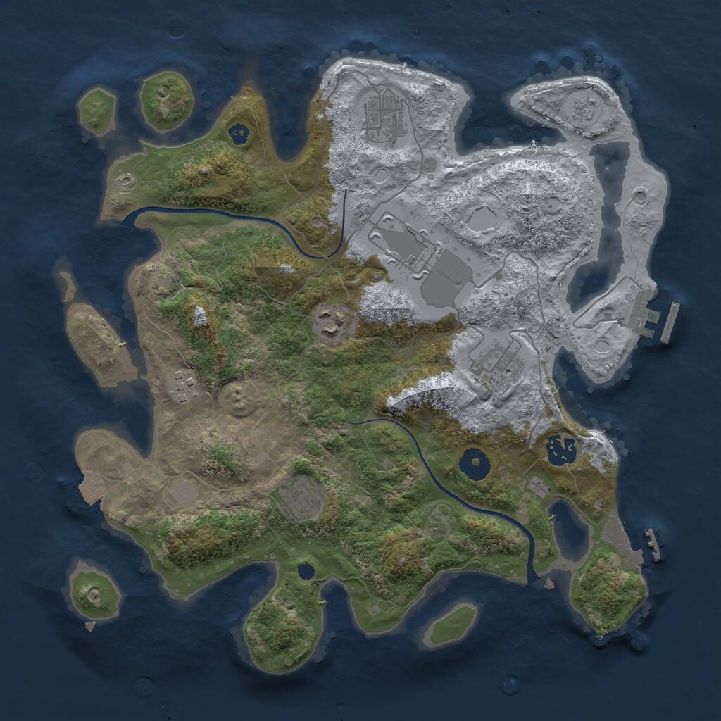 Rust Map: Procedural Map, Size: 3500, Seed: 439446, 12 Monuments