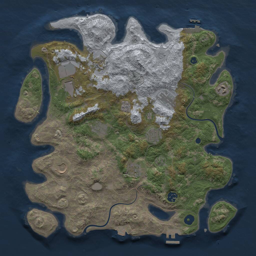 Rust Map: Procedural Map, Size: 3850, Seed: 75890599, 16 Monuments