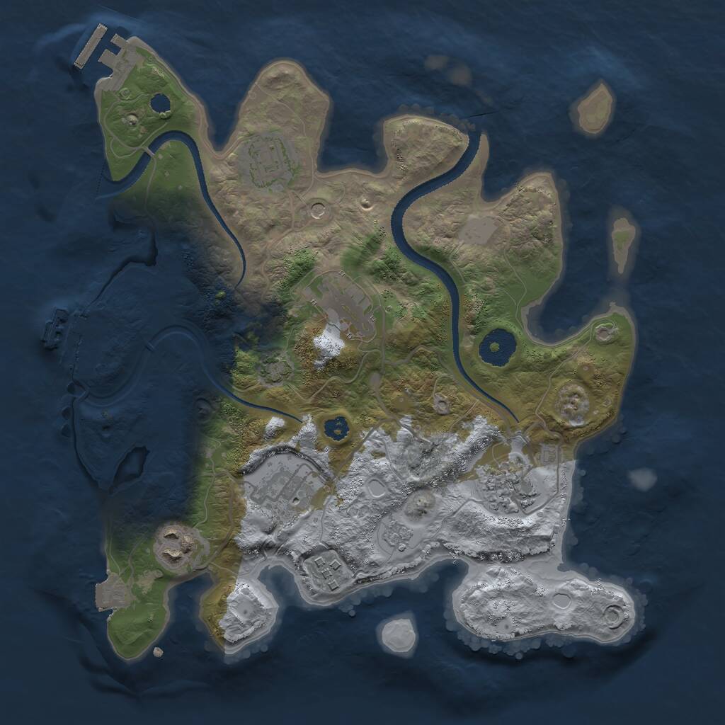 Rust Map: Procedural Map, Size: 3000, Seed: 29633, 12 Monuments
