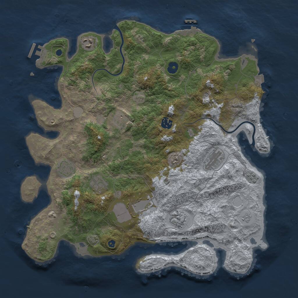 Rust Map: Procedural Map, Size: 3950, Seed: 10013962, 15 Monuments