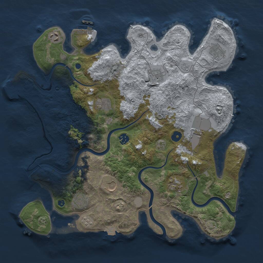 Rust Map: Procedural Map, Size: 3850, Seed: 21604662, 16 Monuments