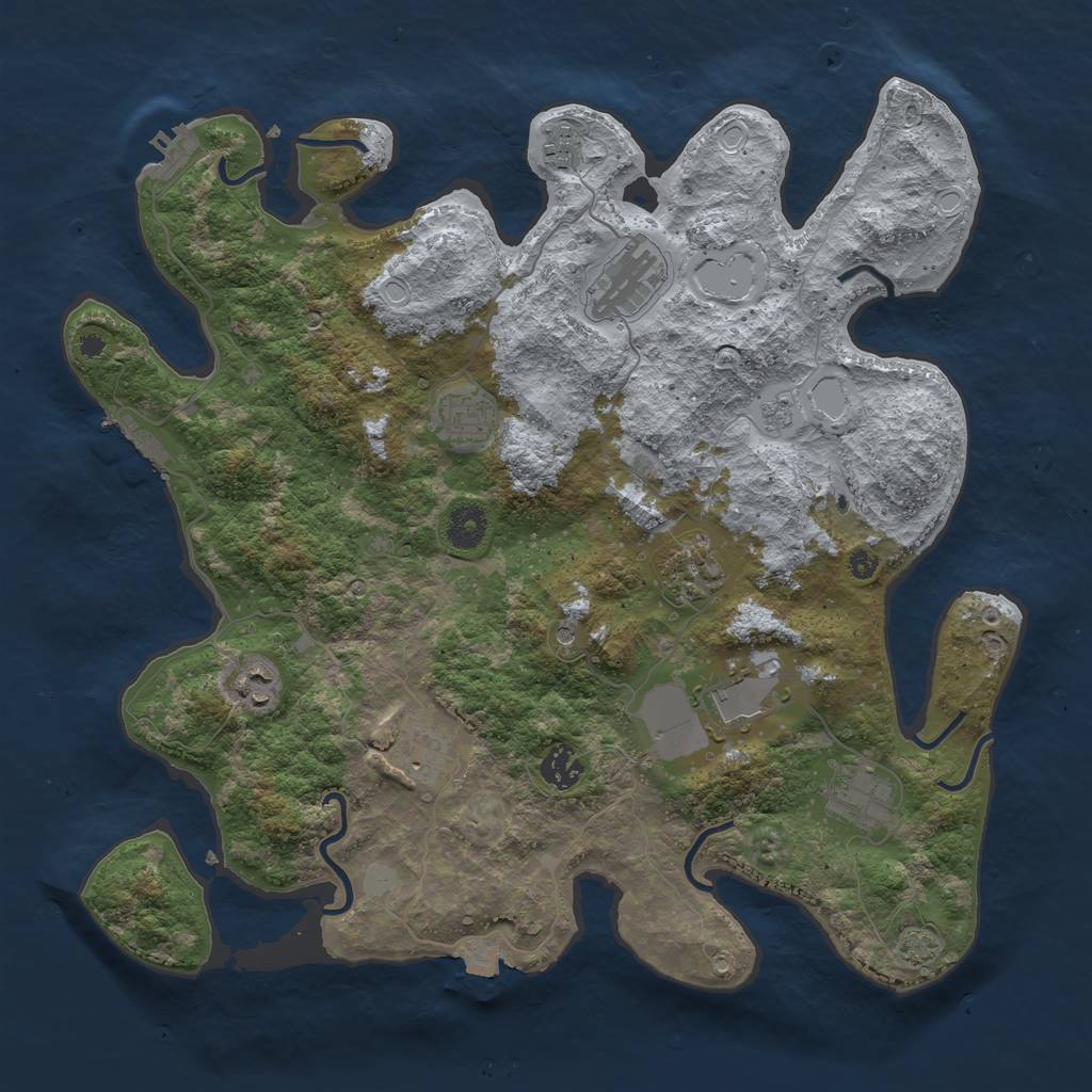 Rust Map: Procedural Map, Size: 3850, Seed: 21604662, 17 Monuments