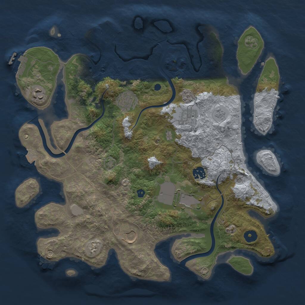 Rust Map: Procedural Map, Size: 3600, Seed: 88309500, 13 Monuments