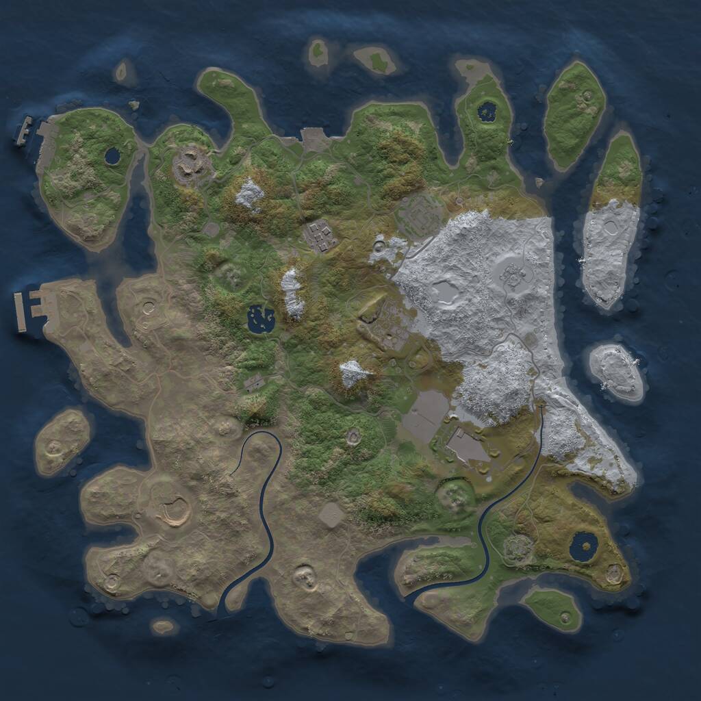 Rust Map: Procedural Map, Size: 3600, Seed: 88309500, 13 Monuments