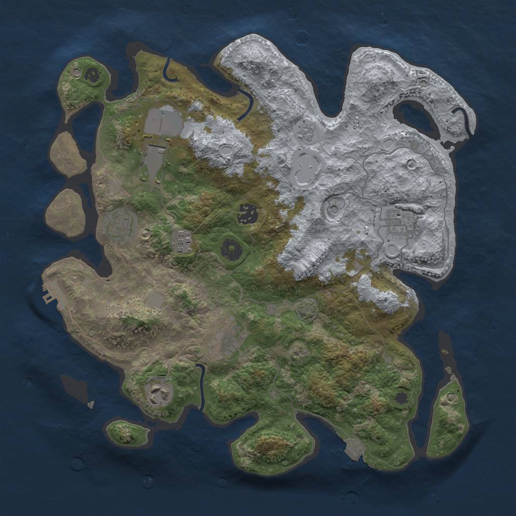 Rust Map: Procedural Map, Size: 3600, Seed: 53423408, 14 Monuments