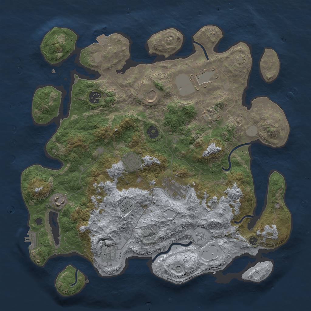 Rust Map: Procedural Map, Size: 3800, Seed: 97661256, 16 Monuments