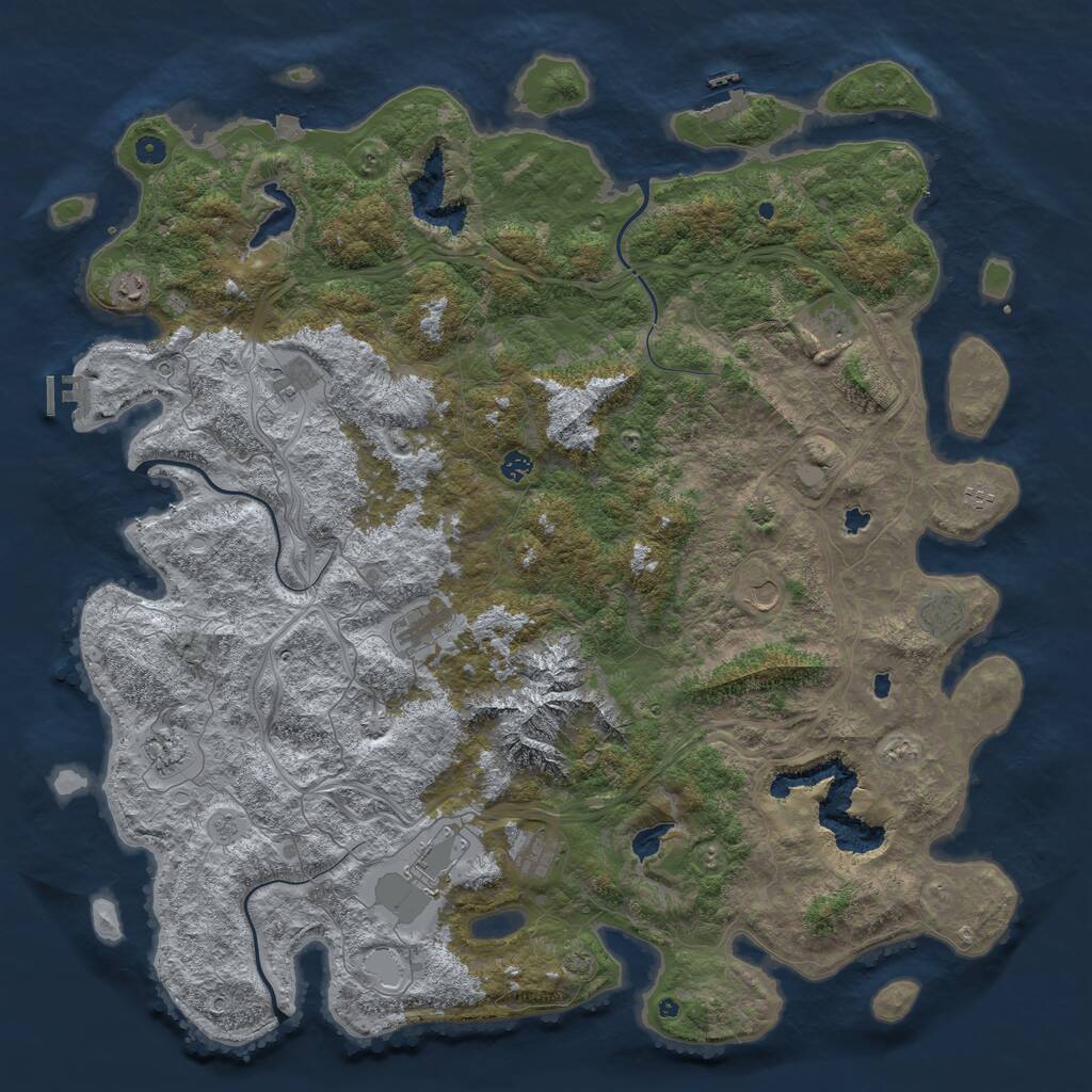 Rust Map: Procedural Map, Size: 5500, Seed: 1095566553, 17 Monuments