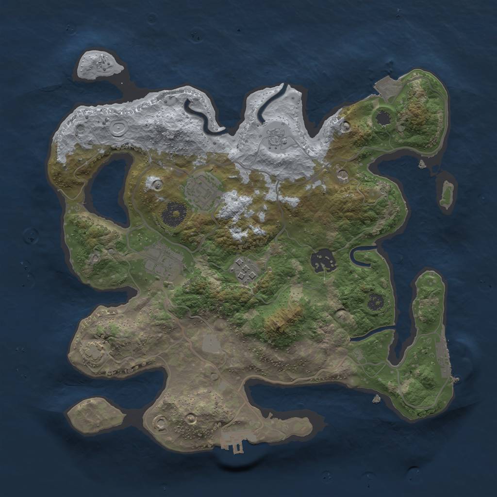 Rust Map: Procedural Map, Size: 3000, Seed: 7797047, 12 Monuments