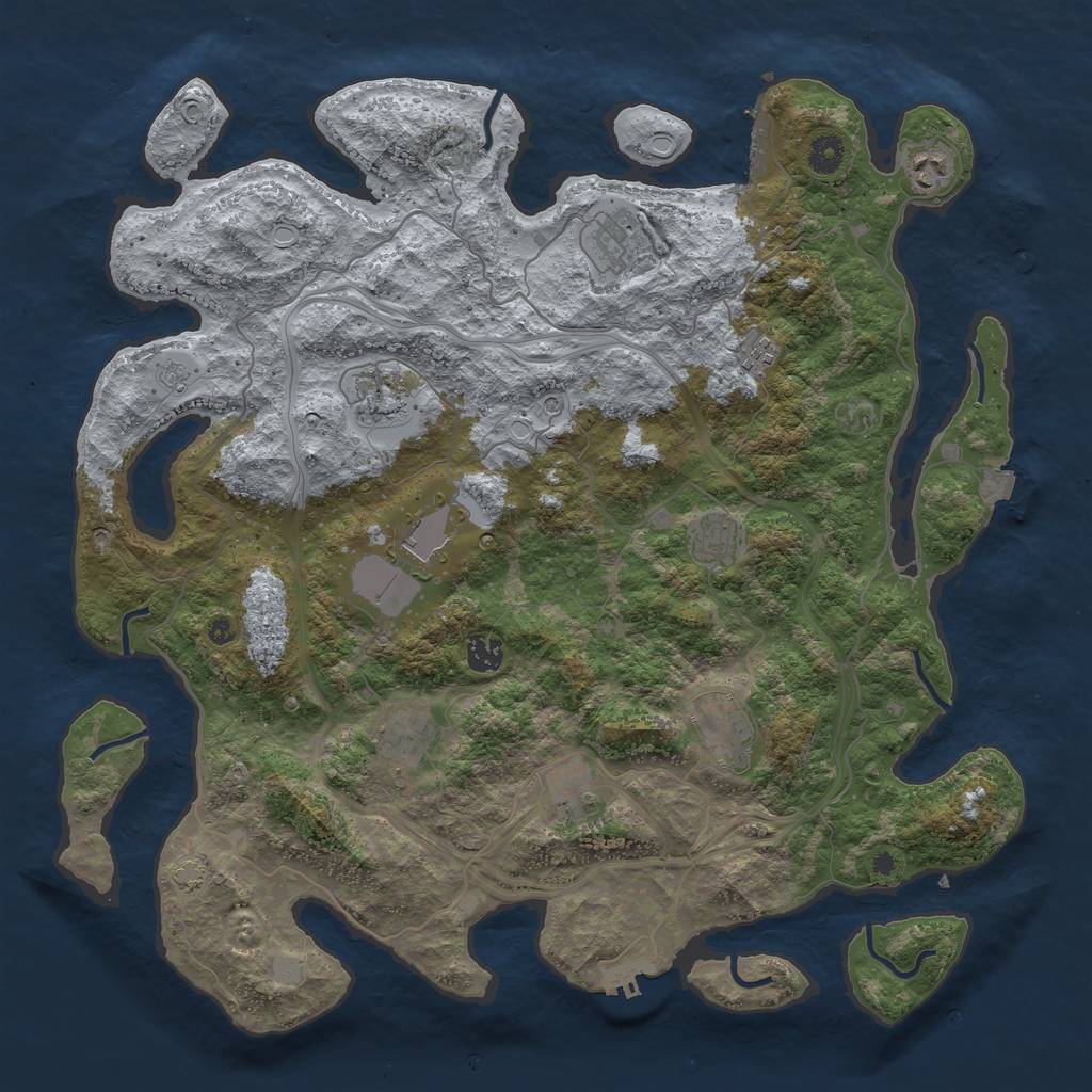 Rust Map: Procedural Map, Size: 4300, Seed: 5145966, 18 Monuments