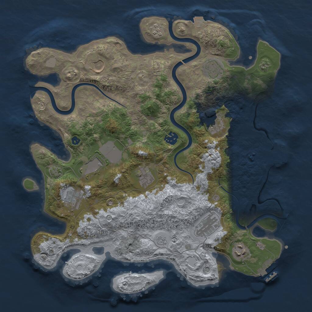 Rust Map: Procedural Map, Size: 3650, Seed: 24247435, 16 Monuments