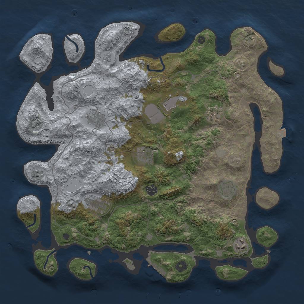 Rust Map: Procedural Map, Size: 4000, Seed: 497986484, 16 Monuments
