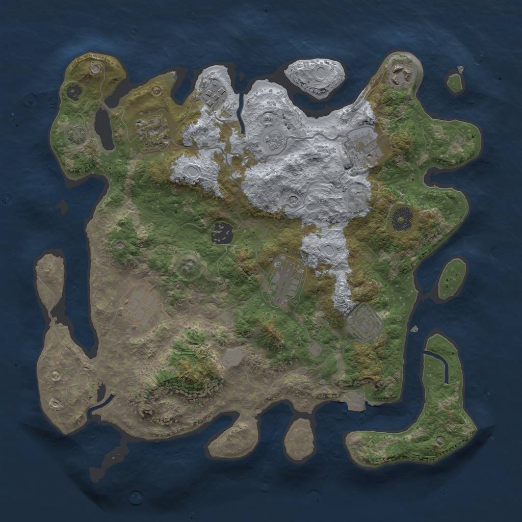 Rust Map: Procedural Map, Size: 3450, Seed: 68141243, 14 Monuments