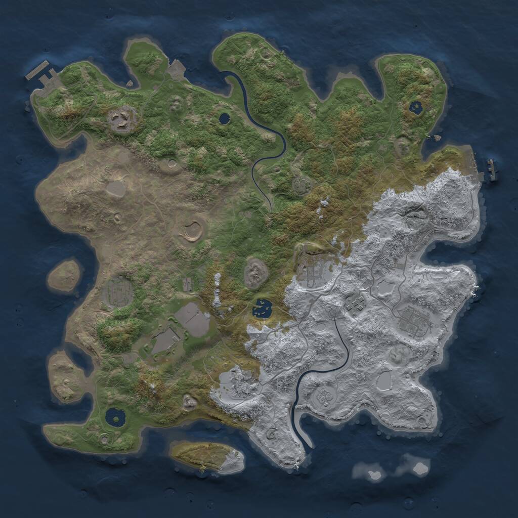 Rust Map: Procedural Map, Size: 3900, Seed: 58077389, 15 Monuments