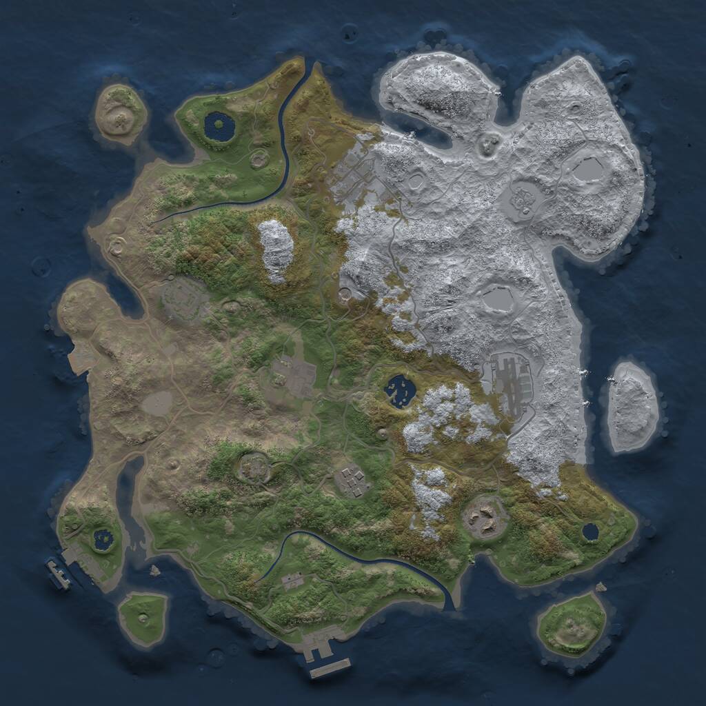Rust Map: Procedural Map, Size: 3450, Seed: 95825464, 13 Monuments
