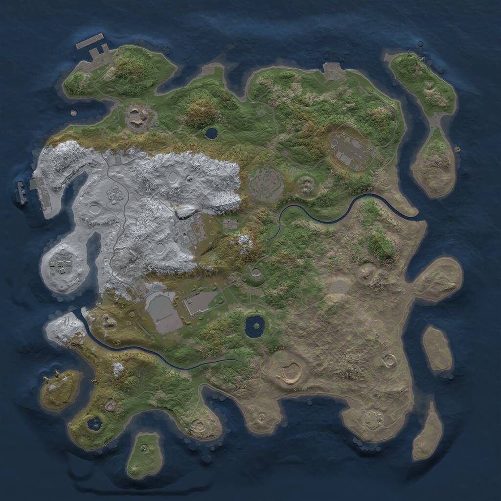 Rust Map: Procedural Map, Size: 3500, Seed: 679849147, 13 Monuments