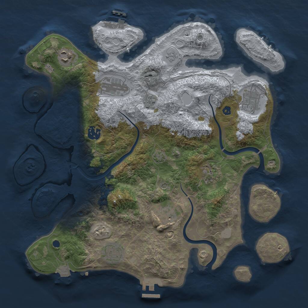 Rust Map: Procedural Map, Size: 3450, Seed: 82308533, 14 Monuments