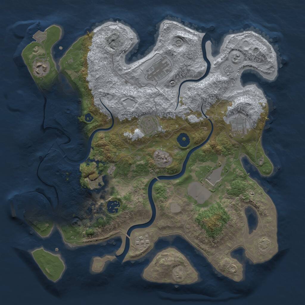 Rust Map: Procedural Map, Size: 3500, Seed: 99838, 13 Monuments