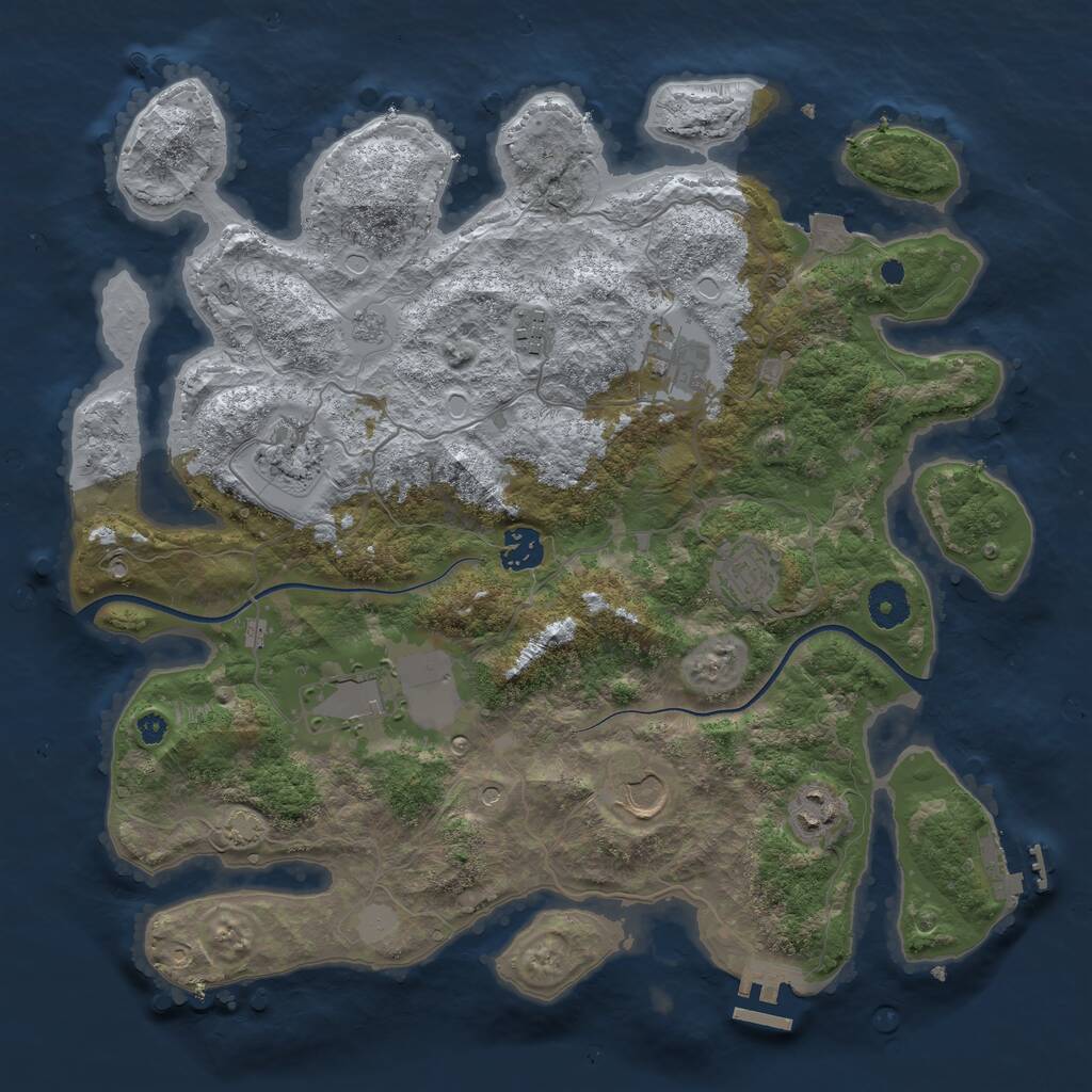 Rust Map: Procedural Map, Size: 3700, Seed: 73307942, 14 Monuments