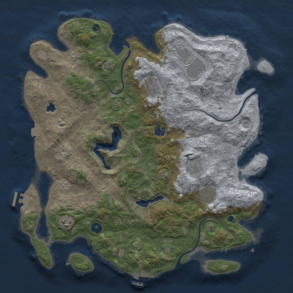 Rust Map: Procedural Map, Size: 4100, Seed: 36909272, 13 Monuments