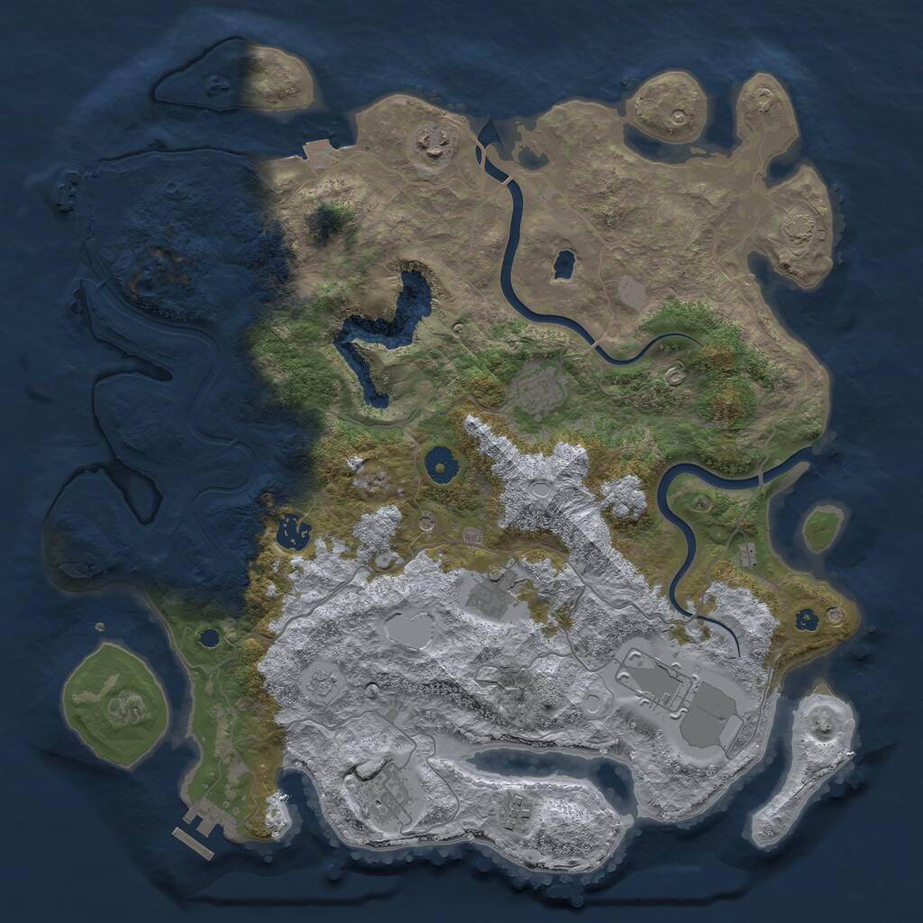 Rust Map: Procedural Map, Size: 4000, Seed: 779605975, 13 Monuments